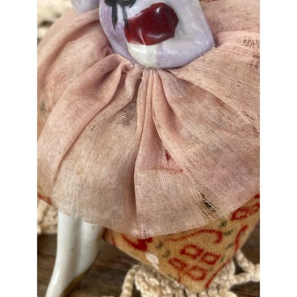 Antique Bathing Beauty Type Pincushion Half Doll Legs Out On A CHair - Picture 7 of 12